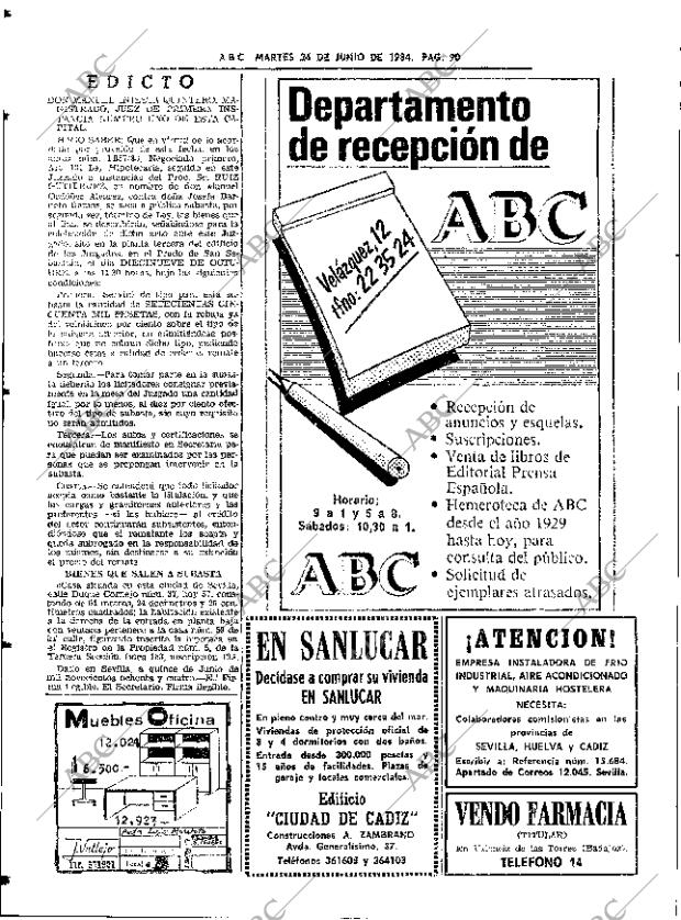 ABC SEVILLA 26-06-1984 página 90