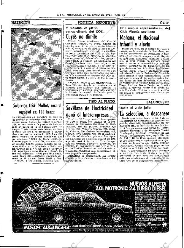 ABC SEVILLA 27-06-1984 página 56