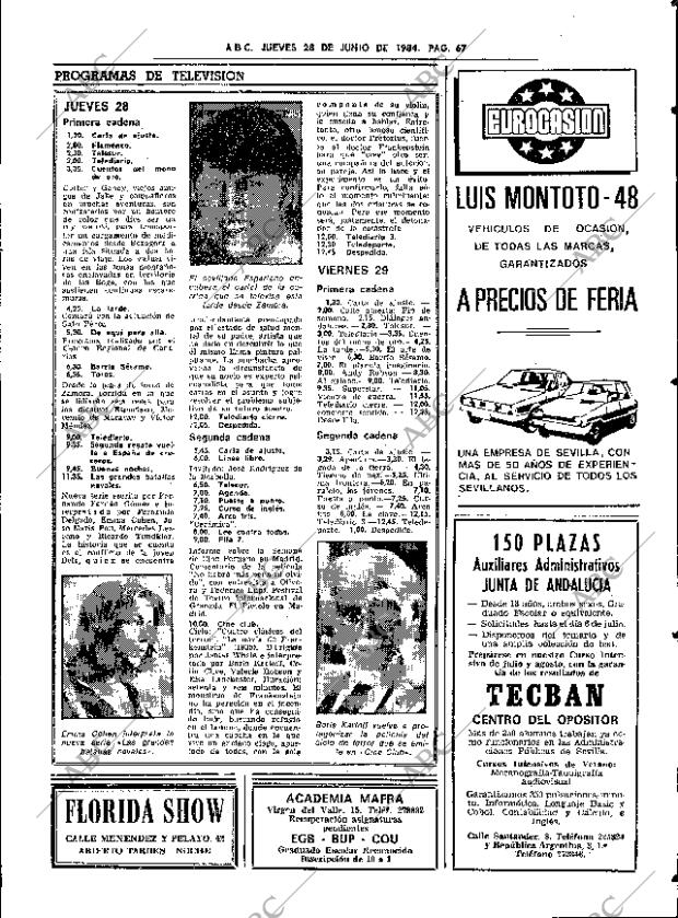 ABC SEVILLA 28-06-1984 página 67