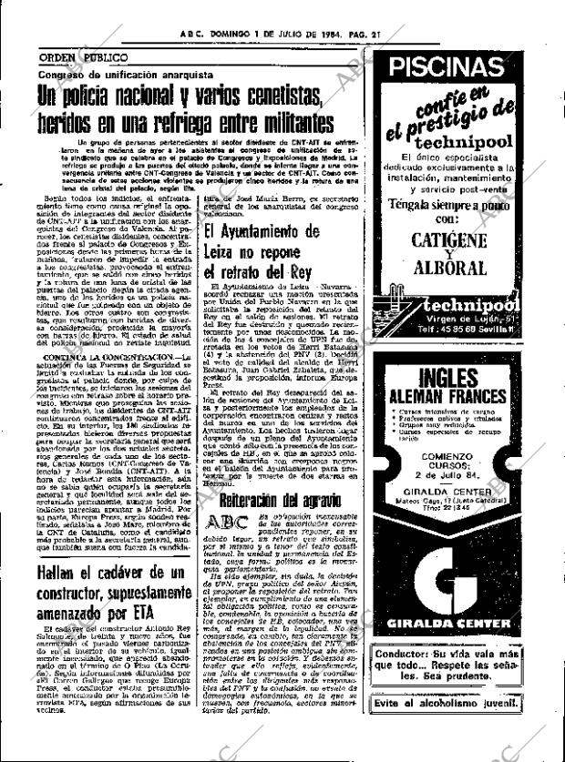 ABC SEVILLA 01-07-1984 página 21