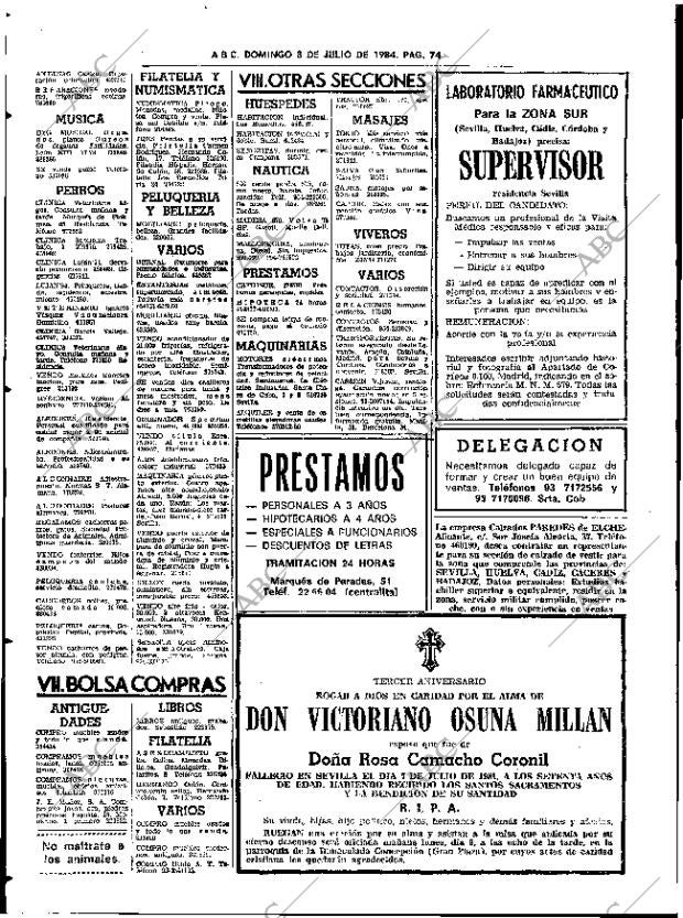 ABC SEVILLA 08-07-1984 página 74