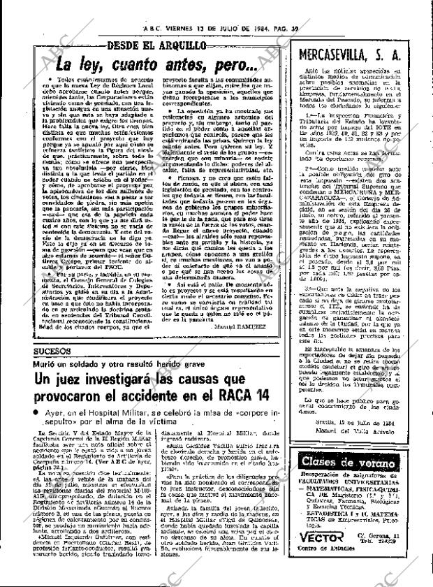 ABC SEVILLA 13-07-1984 página 39