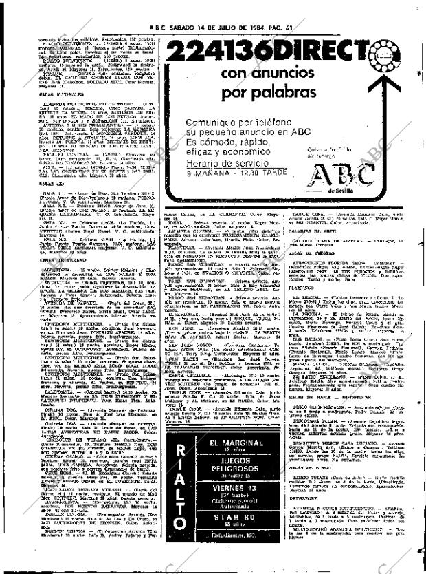 ABC SEVILLA 14-07-1984 página 61