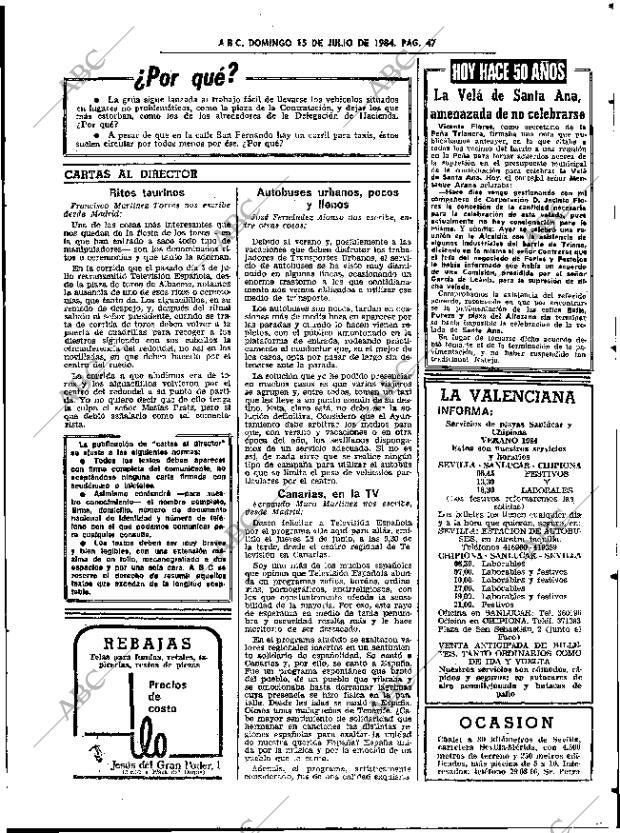 ABC SEVILLA 15-07-1984 página 47