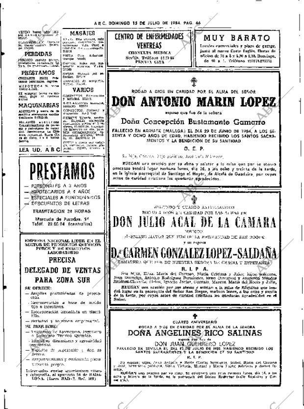 ABC SEVILLA 15-07-1984 página 66