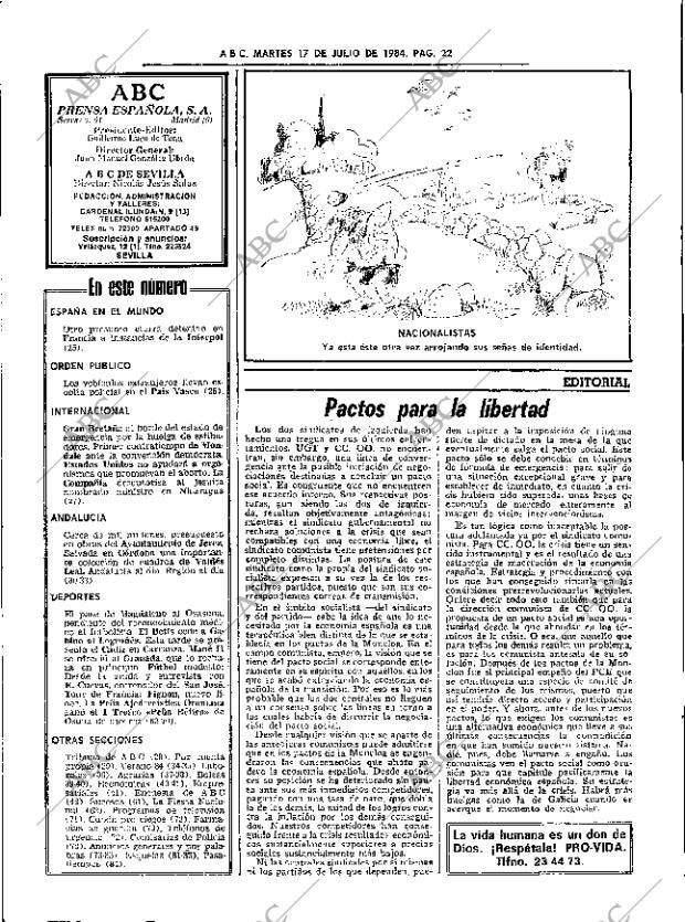 ABC SEVILLA 17-07-1984 página 22