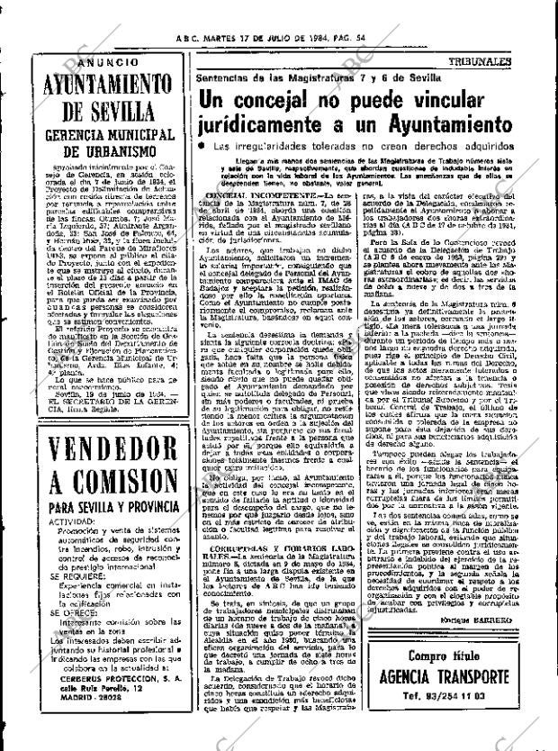 ABC SEVILLA 17-07-1984 página 54