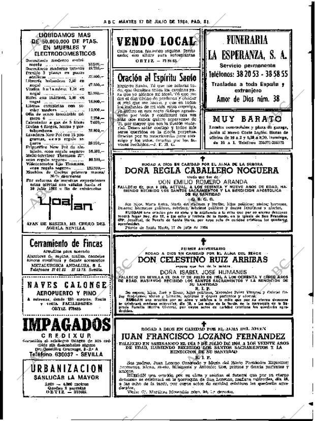 ABC SEVILLA 17-07-1984 página 81
