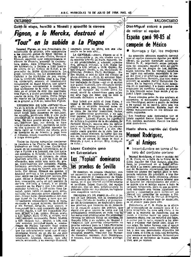 ABC SEVILLA 18-07-1984 página 43