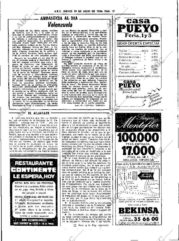 ABC SEVILLA 19-07-1984 página 17