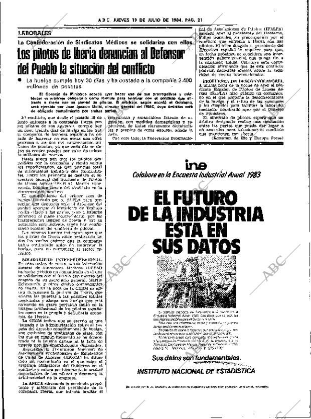 ABC SEVILLA 19-07-1984 página 21