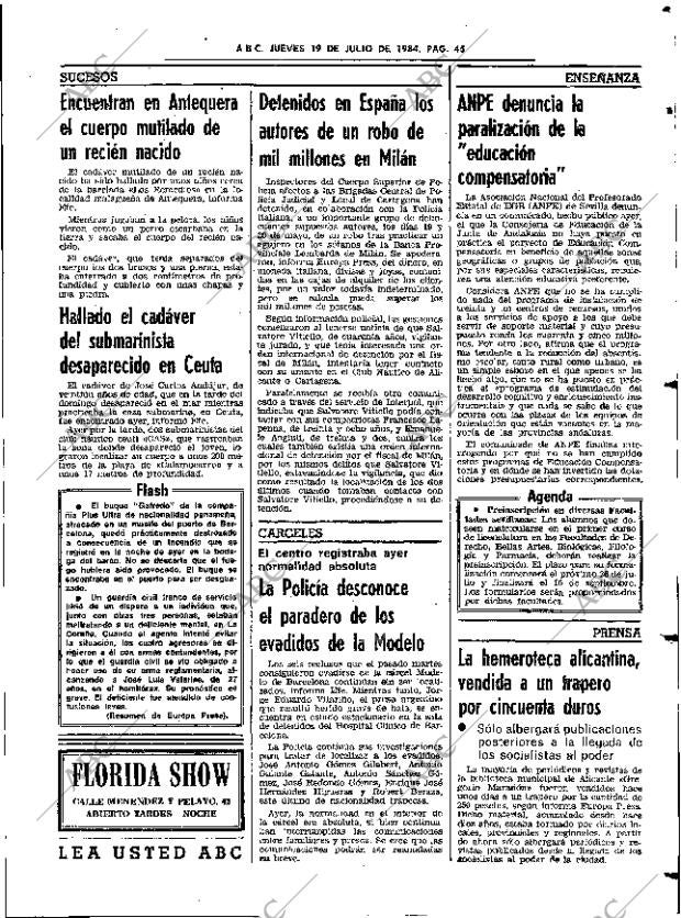ABC SEVILLA 19-07-1984 página 45