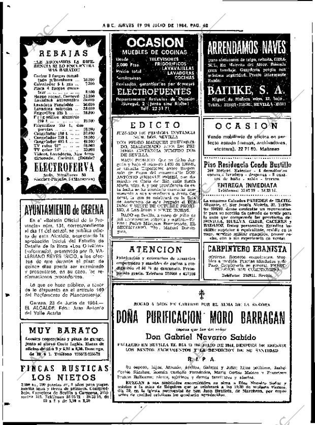 ABC SEVILLA 19-07-1984 página 62