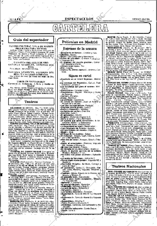 ABC MADRID 20-07-1984 página 62