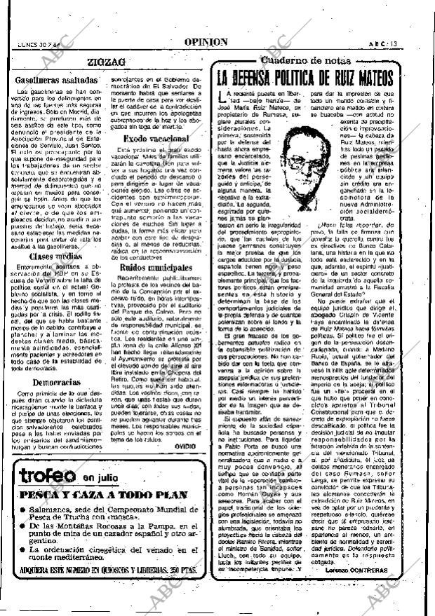 ABC MADRID 30-07-1984 página 13