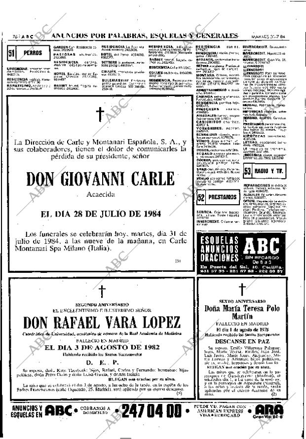 ABC MADRID 31-07-1984 página 76
