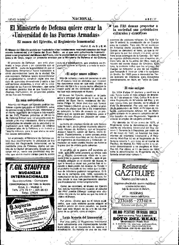 ABC MADRID 16-08-1984 página 17
