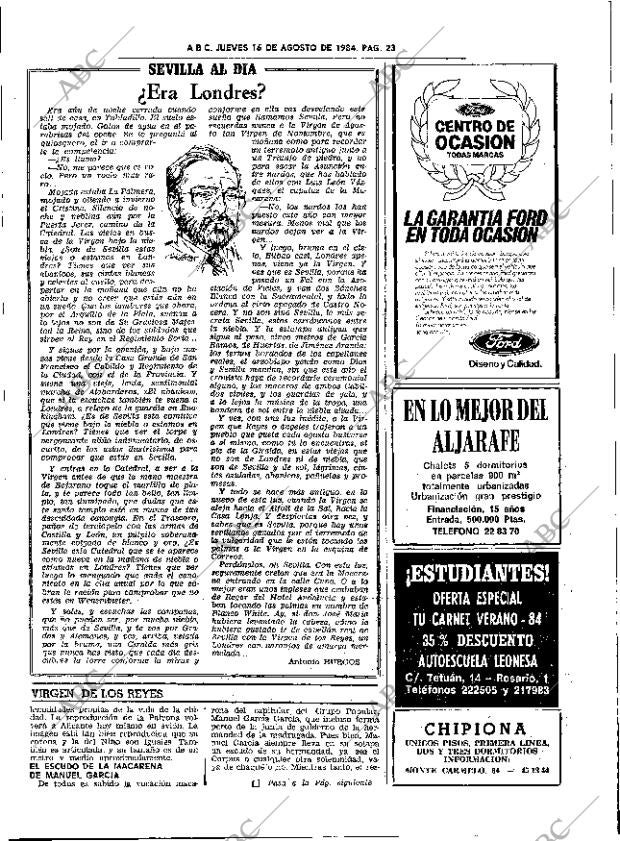 ABC SEVILLA 16-08-1984 página 23