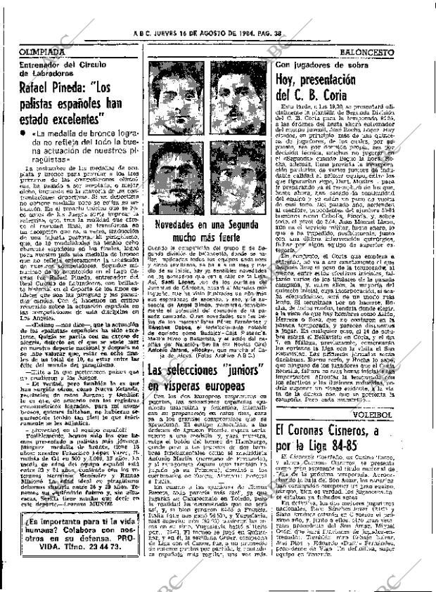 ABC SEVILLA 16-08-1984 página 38