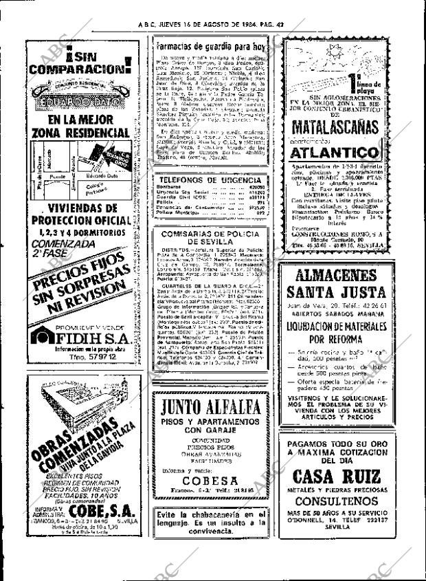 ABC SEVILLA 16-08-1984 página 42