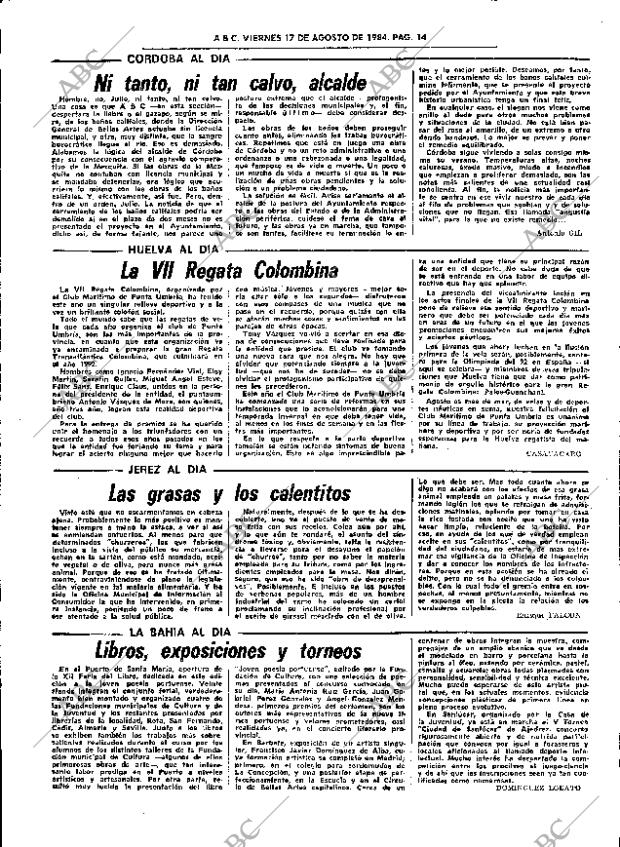 ABC SEVILLA 17-08-1984 página 14