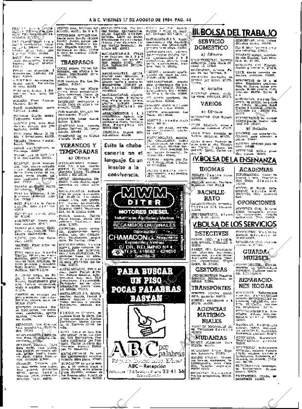 ABC SEVILLA 17-08-1984 página 44