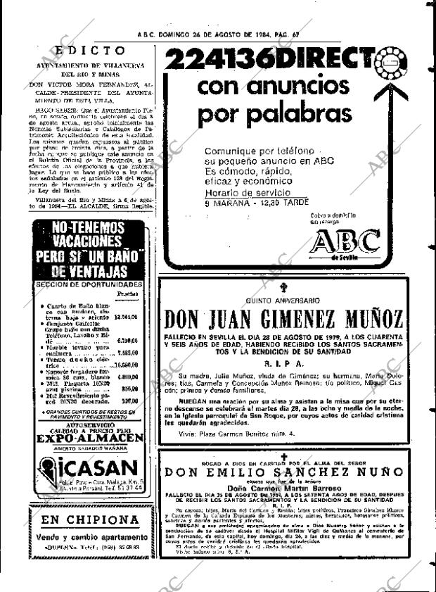 ABC SEVILLA 26-08-1984 página 67