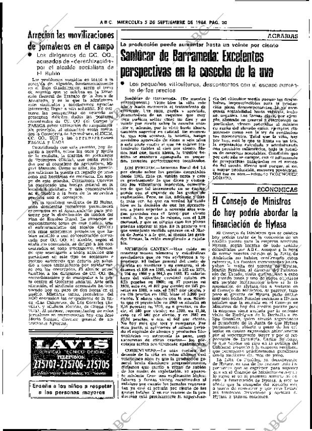 ABC SEVILLA 05-09-1984 página 20