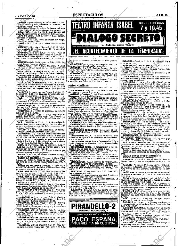 ABC MADRID 13-09-1984 página 65