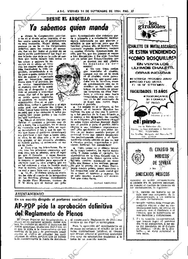 ABC SEVILLA 14-09-1984 página 27