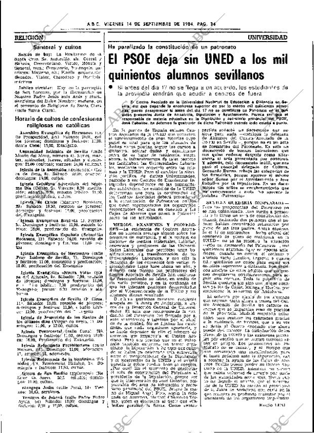 ABC SEVILLA 14-09-1984 página 34