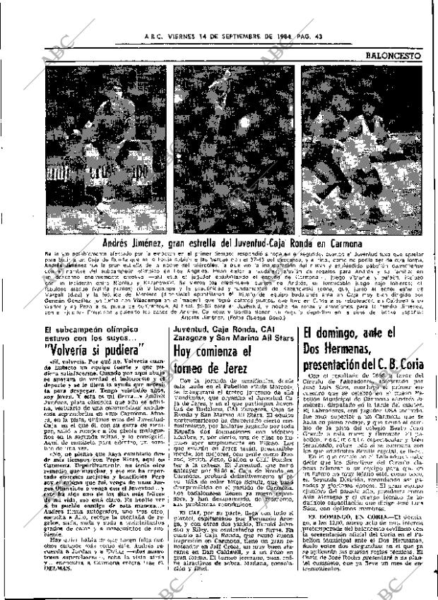 ABC SEVILLA 14-09-1984 página 43