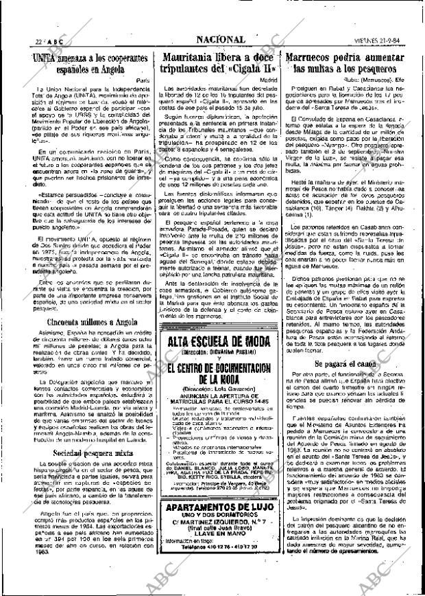 ABC MADRID 21-09-1984 página 22