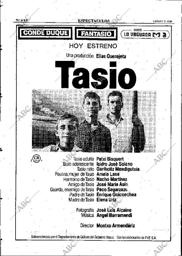 ABC MADRID 21-09-1984 página 70