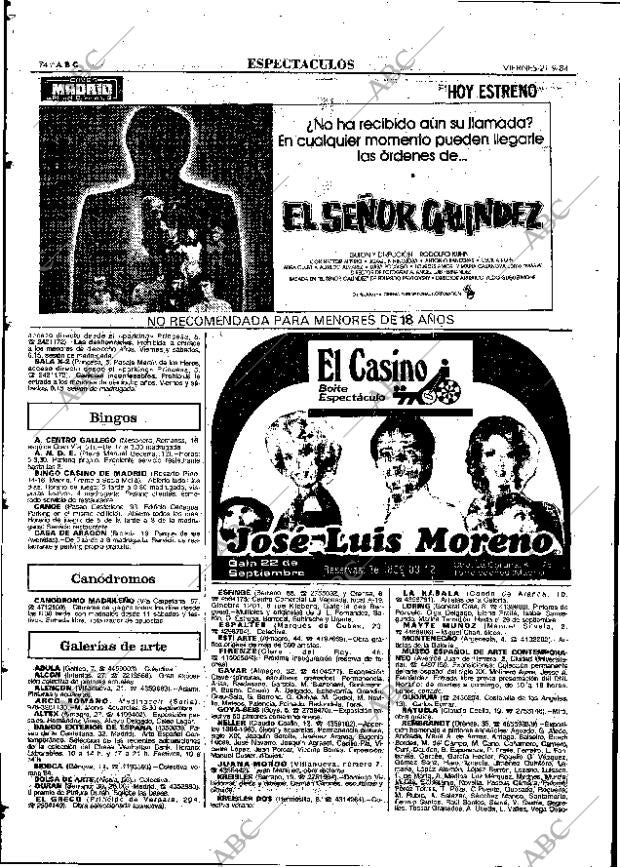 ABC MADRID 21-09-1984 página 74