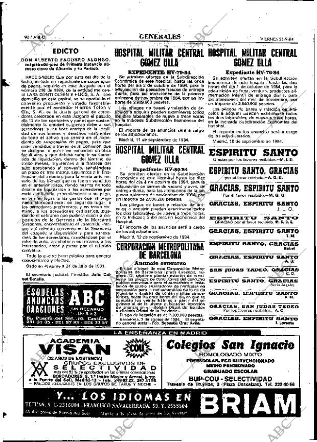 ABC MADRID 21-09-1984 página 90