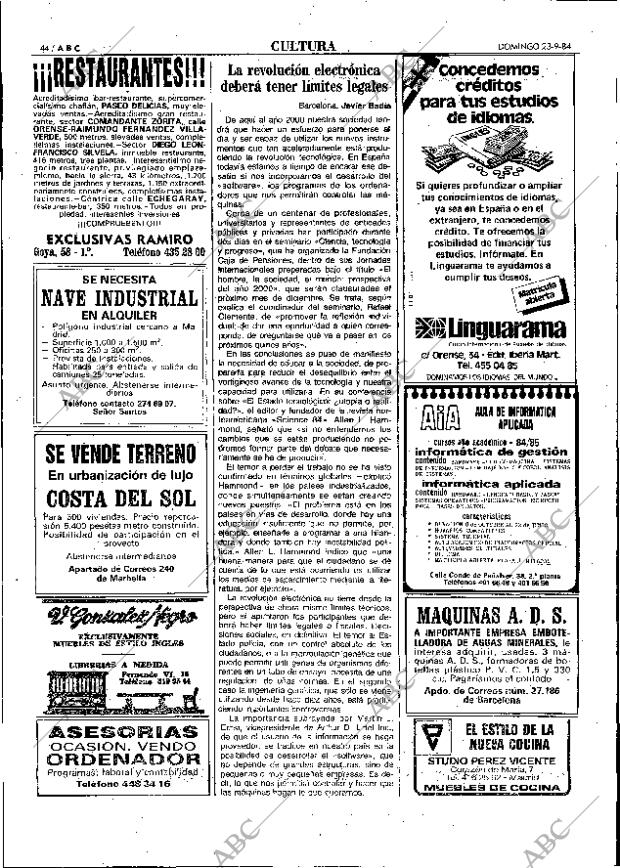 ABC MADRID 23-09-1984 página 44