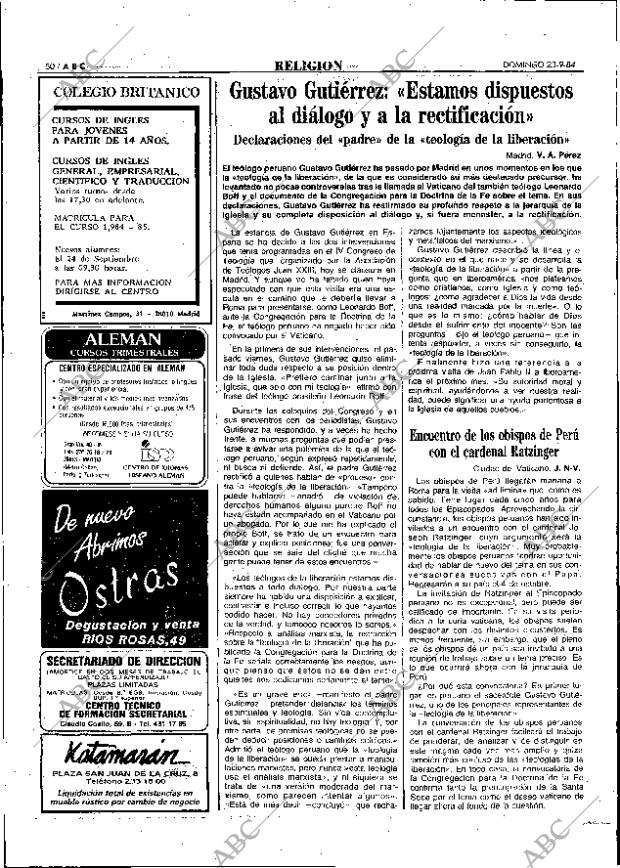 ABC MADRID 23-09-1984 página 50