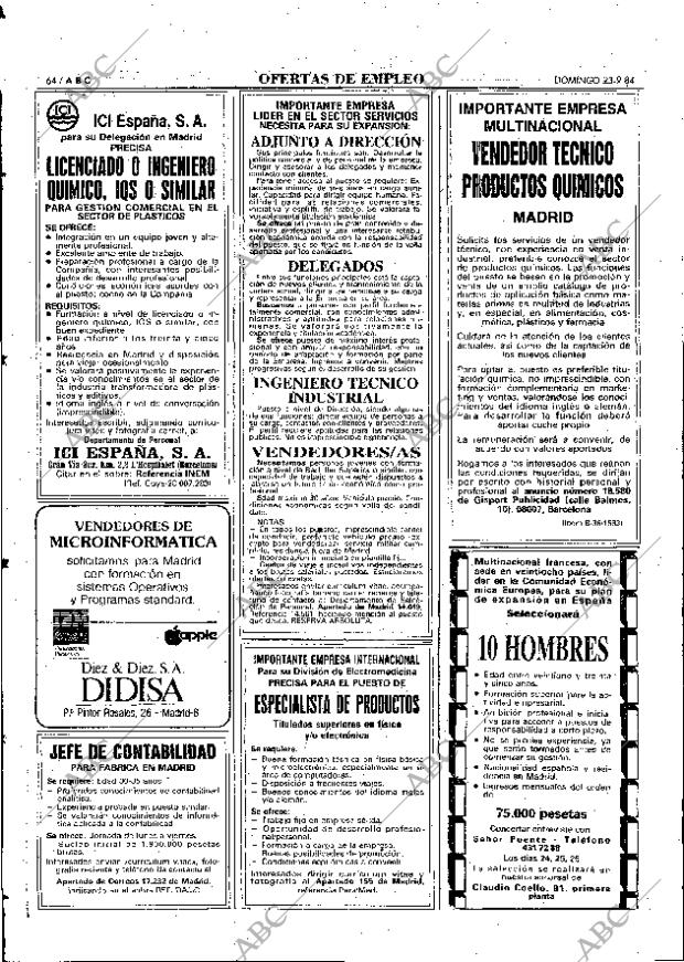 ABC MADRID 23-09-1984 página 64
