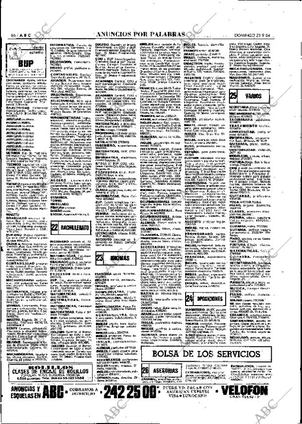 ABC MADRID 23-09-1984 página 86