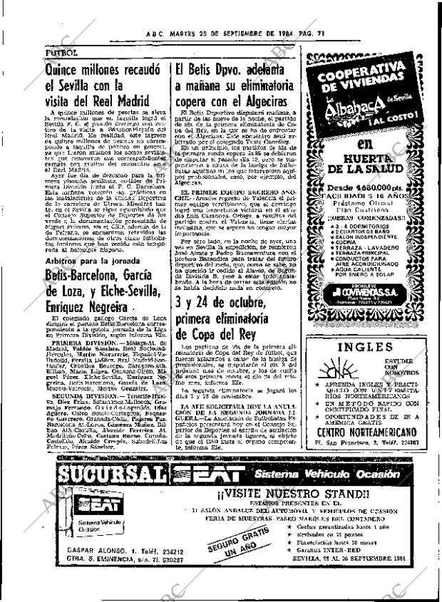 ABC SEVILLA 25-09-1984 página 71