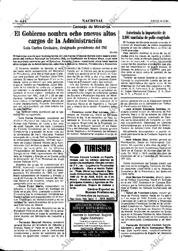 ABC MADRID 04-10-1984 página 26