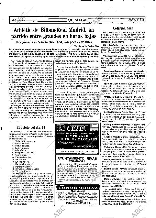 ABC MADRID 04-10-1984 página 74