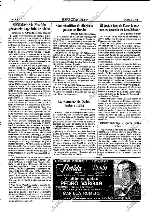 ABC MADRID 05-10-1984 página 74
