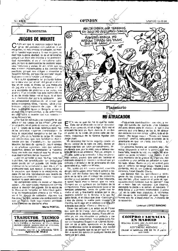 ABC MADRID 13-10-1984 página 14