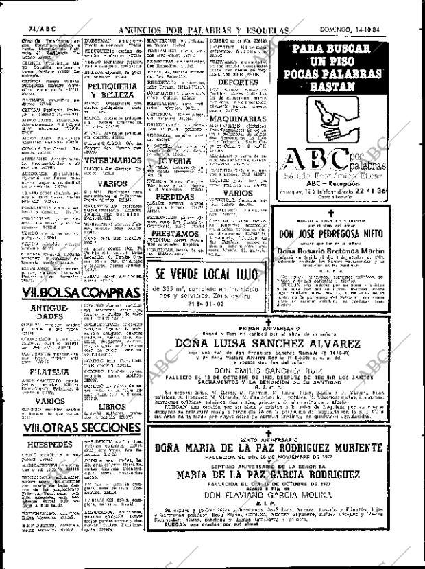 ABC SEVILLA 14-10-1984 página 74