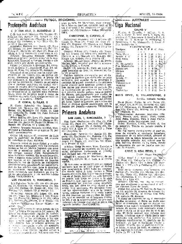 ABC SEVILLA 16-10-1984 página 74