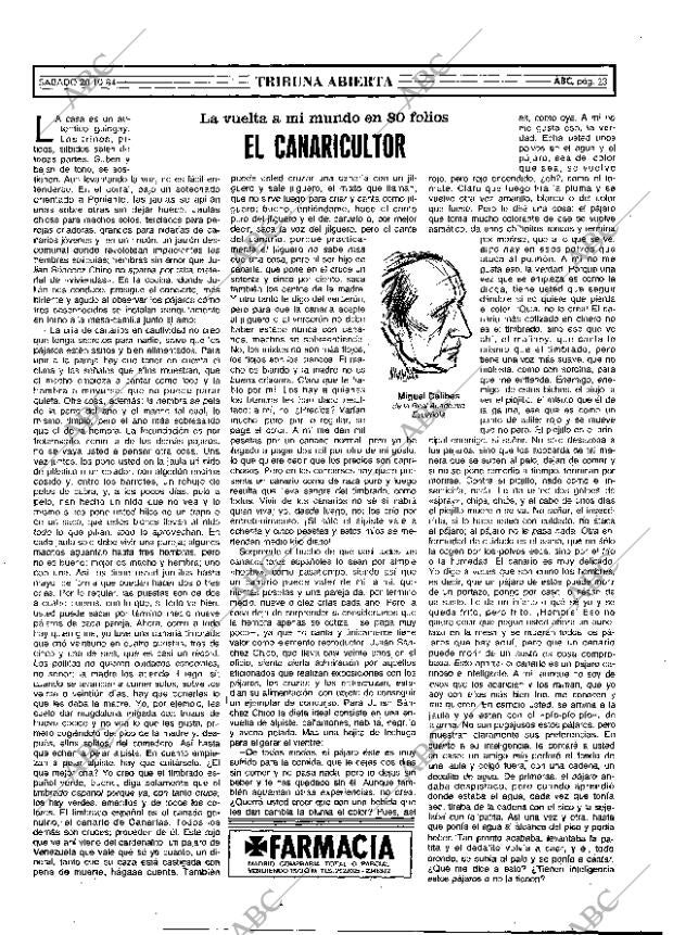 ABC MADRID 20-10-1984 página 23