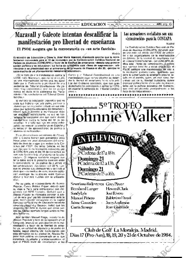 ABC MADRID 20-10-1984 página 43