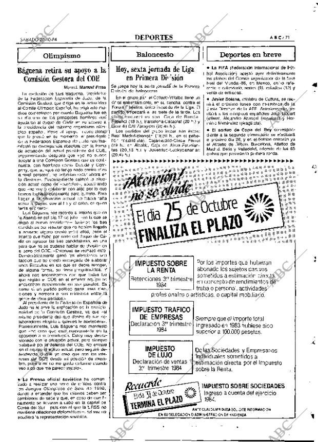 ABC MADRID 20-10-1984 página 71